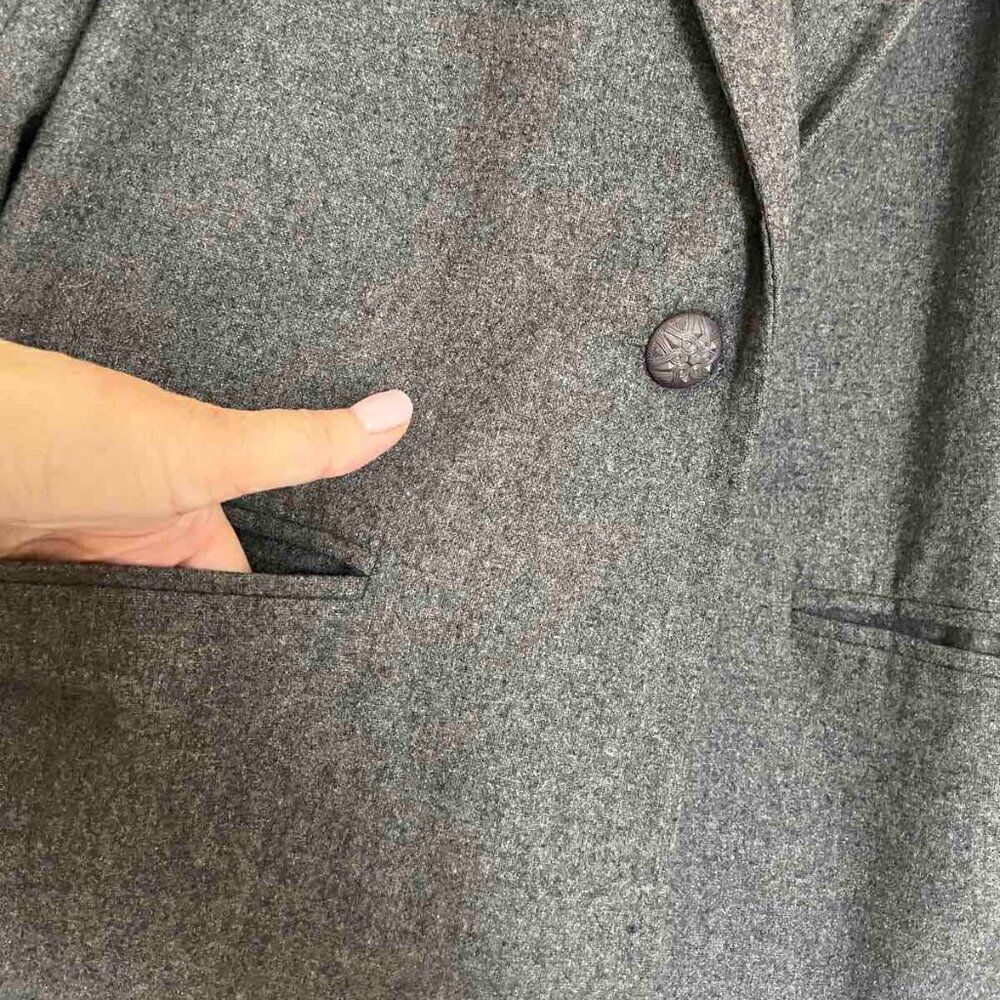 Sag Harbor Jacket Women's size 8P Grey Wool Blend Career Blazer One Button - Picture 9 of 11